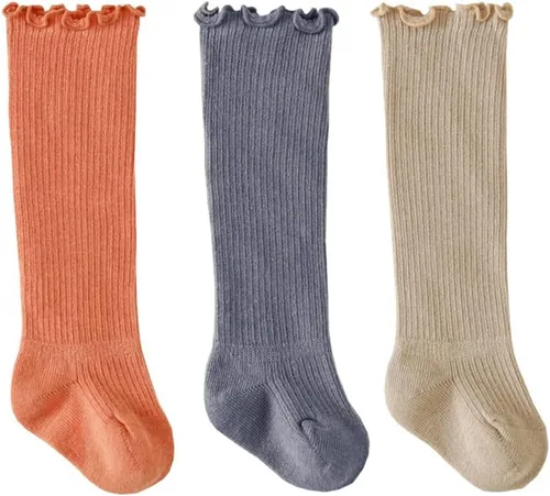 Miniatura 3 de QandSweet Calcetines altos hasta la rodilla para bebé, recién nacido, sin costuras, para niñas pequeñas, con lazo grande, de algodón