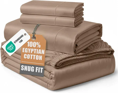 Miniatura 9 de Lane Linen Sábanas 100% de algodón egipcio, tamaño King, naturalmente transpirables y duraderas, cómodas para el invierno, ultra suaves, comodidad