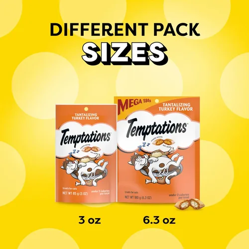 Miniatura 11 de Temptations Golosinas para gatos, golosinas clásicas crujientes y suaves para gatos, sabor tentador a pavo, bolsa de 3 onzas (paquete de 12)