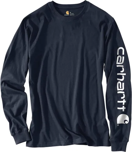 Miniatura 2 de Carhartt Camiseta estampada de manga larga con logotipo pesado y ajuste holgado para hombre