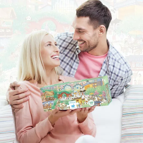 Miniatura 8 de Rompecabezas MOMIBOOK para Adultos 1000 Piezas Rompecabezas de Panda de Chengdu Guía, Imagen de Pintura Difícil Desafiante Duro Imposible