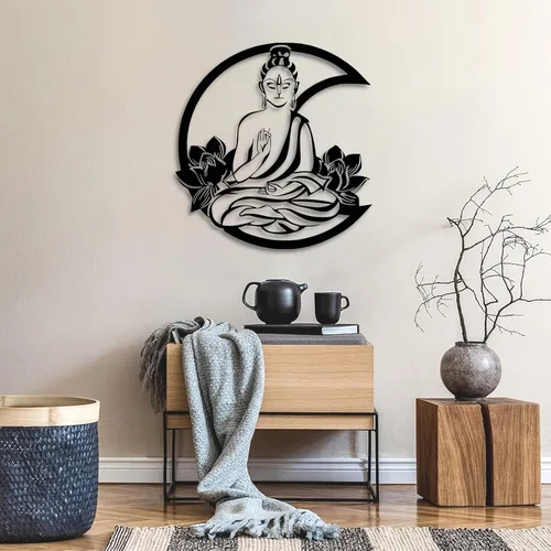 Miniatura 6 de Arte de pared de metal, arte de pared de metal de Buda, arte de pared de flor de loto de metal, decoración de pared de metal de Buda, arte de pared
