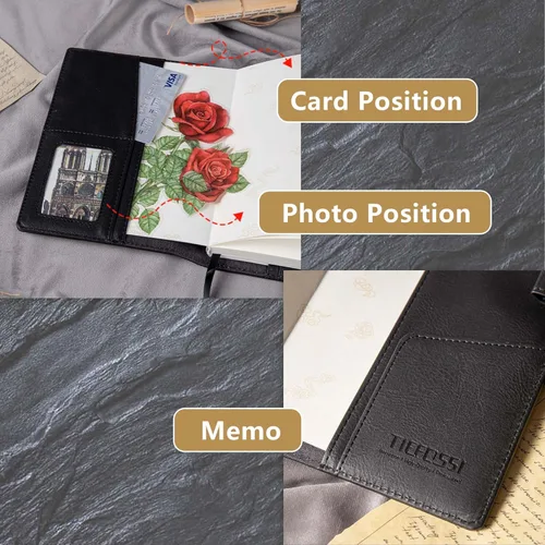 Miniatura 5 de TIEFOSSI Diario de Cuero Dragón, Cuaderno de Tapa Dura, Diario Recargable con Cerradura, Cuadernos de Escritura con Papel Rayado/En Blanco