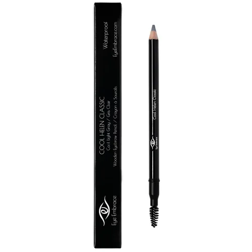 Miniatura 5 de Eye Embrace Cool Helen Classic: Lápiz de cejas de madera gris claro – Resistente al agua, lápiz de doble punta con sacapuntas y cepillo de bobina