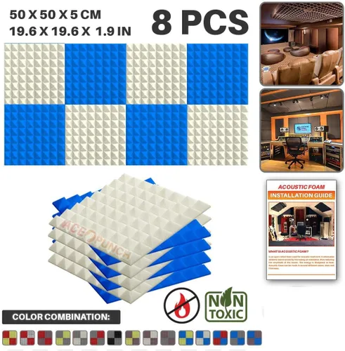 Miniatura 11 de ACE Punch 8 Pack Pirámide Espuma acústica Panel de bricolaje Design Studio Insonorización Azulejos de pared Aislamiento Acústico con pestañas