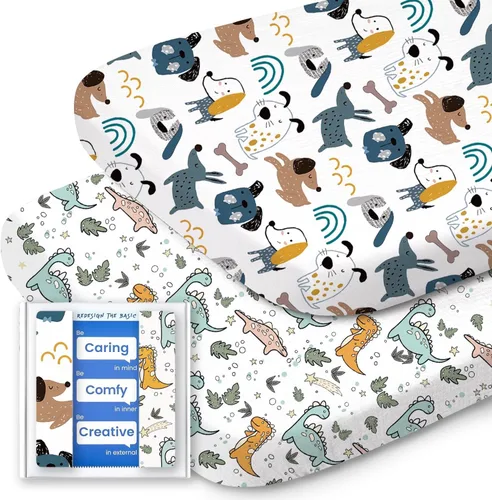 Miniatura 70 de Sábanas de dinosaurio para cuna para niños, sábana bajera ajustable de cuna suave de alta calidad, sábanas de bebé ultra transpirables, sábanas
