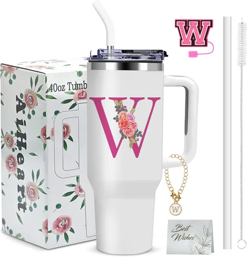 Miniatura 26 de Regalos de cumpleaños para mujeres, vaso con monograma con asa, regalos personalizados para mamá, regalo con monograma para mujer, vasos