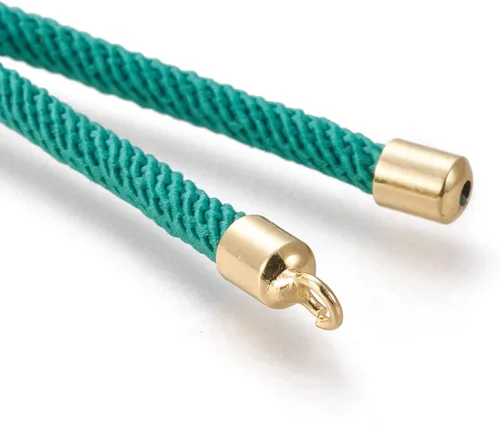 Miniatura 8 de 10 piezas de pulseras de cordón de nylon torcido para hacer joyas ajustables con deslizadores con accesorios de latón dorado para accesorios