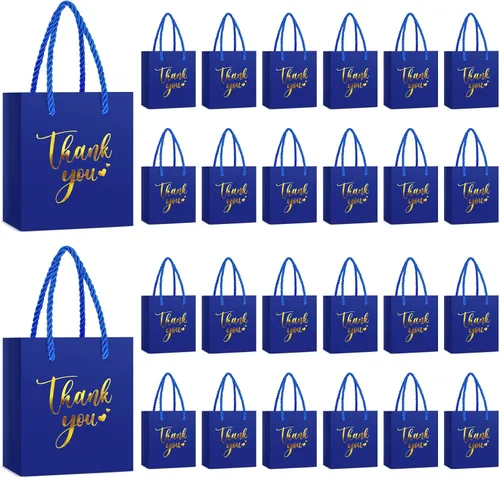 Honoson 30 mini bolsas de regalo con asa de 4 x 2.75 x 4.5 pulgadas, pequeña bolsa de agradecimiento para boda, baby shower, cumpleaños, graduación
