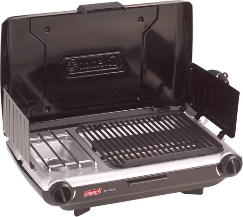Miniatura 6 de Coleman Parrilla/estufa de campamento 2 en 1 de mesa, parrilla y estufa de propano de 2 quemadores con quemadores ajustables y 20,000 BTU