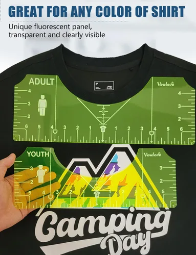 Miniatura 2 de Vowlove Guía de regla de camiseta para alineación de vinilo – Reglas de camisetas para centrar diseños de gráficos de colocación, regla de medición