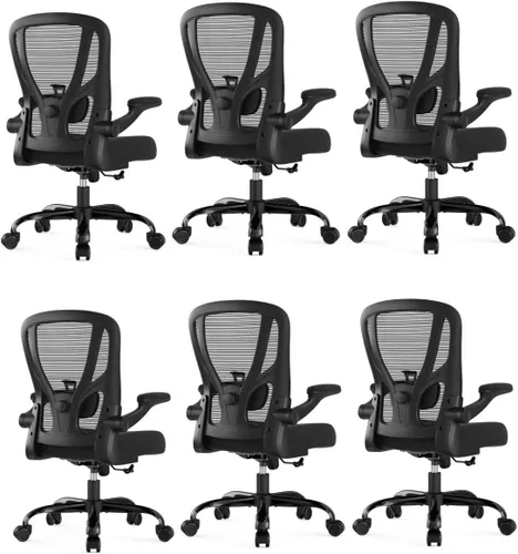 Miniatura 11 de Silla de oficina ergonómica de escritorio, silla de computadora de malla, silla de trabajo transpirable con ruedas, soporte lumbar ajustable, sillas
