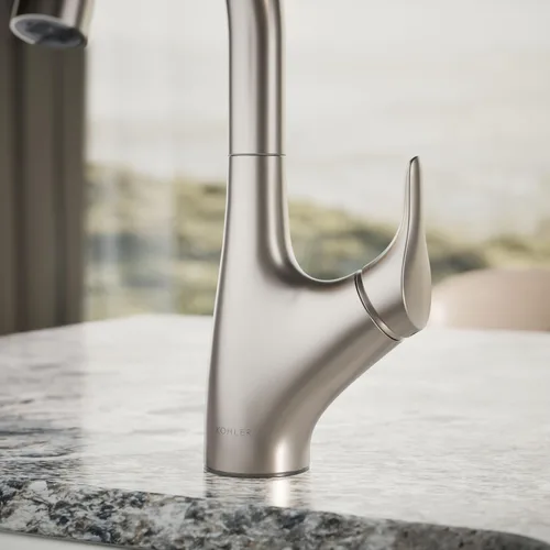 Miniatura 6 de KOHLER 30472-VS Rival - Grifo para fregadero de barra de un solo mango, boquilla oscilante arqueada, 1.5 GPM, memoria de temperatura, acero