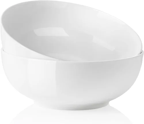 Miniatura 9 de Kanwone Tazones grandes para servir, 55 onzas, cuencos de cerámica para ensalada, pasta, tazones de sopa de porcelana, juego de 2, platos