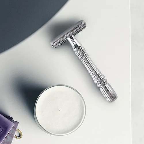 Miniatura 7 de BAILI Afeitado húmedo clásico de 3 piezas de doble filo para hombres y mujeres con hoja de platino y estuche de viaje con espejo BD176