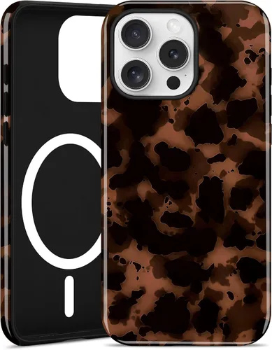Miniatura 15 de Jusy Compatible con MagSafe Brown Tortoise Shell Print Phone Case para iPhone 7/8/SE, funda protectora magnética de lujo de TPU suave