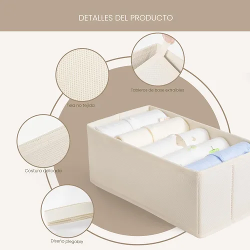 Miniatura 4 de Criusia Organizador de Cajones para Ropa, Paquete de 10 Organizadores de Cómoda para Ropa de Bebé, Ropa Interior, Calcetines - Contenedores Beige