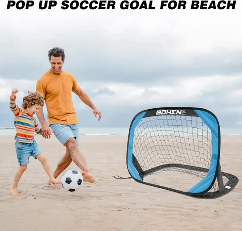 Miniatura 7 de BOHEN Porterías de fútbol desplegables para niños, red de fútbol portátil plegable para exteriores, interiores, patio trasero y playa