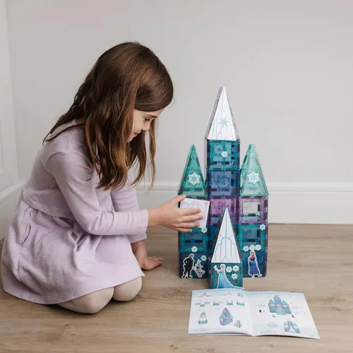 Miniatura 15 de Tytan Toys Disney Frozen - Azulejos magnéticos de castillo de princesa, juego de construcción STEAM de 68 piezas con azulejos con purpurina