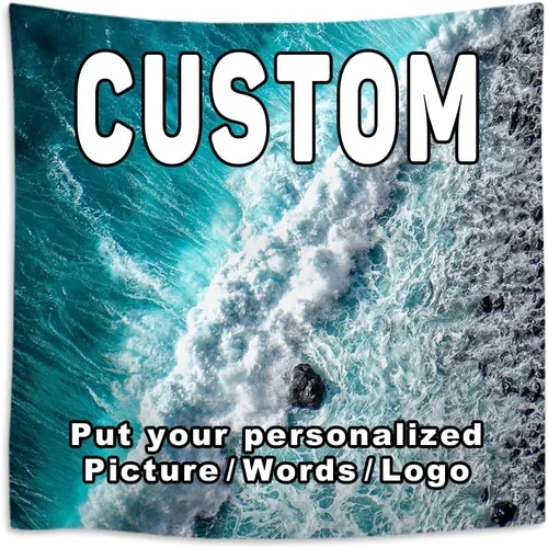 Miniatura 18 de KafePross Tapiz personalizado para colgar en la pared, 30 x 30 pulgadas, personaliza tu imagen, texto, dormitorio, pancarta para dormitorio