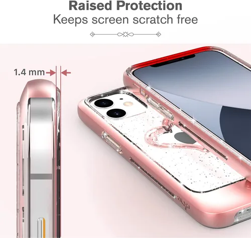 Miniatura 5 de VENA Funda para iPhone 12 Mini con purpurina, vLove (forma de corazón, protección de CornerGuard), funda híbrida delgada y transparente de doble