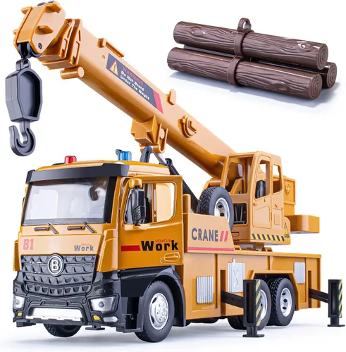 Miniatura 9 de HAPYAD - Camión mezclador de cemento con cabina de metal, gran camión de construcción con luces, sonidos y piezas móviles de trabajo, vehículos