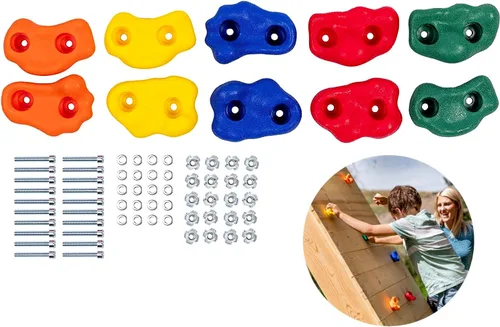 Miniatura 8 de Squirrel Products Soportes de escalada en roca para niños, rocas de escalada extra grandes de lujo con accesorios de montaje – DIY pared de roca