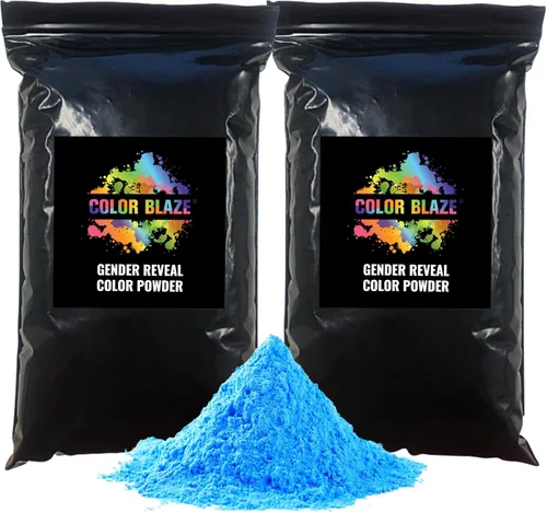 Color Blaze Black-Out Baby Polvo de Revelación de Género - 2 libras de Polvo de Color Azul para Niño, Perfecto para Automóvil, Burnout de