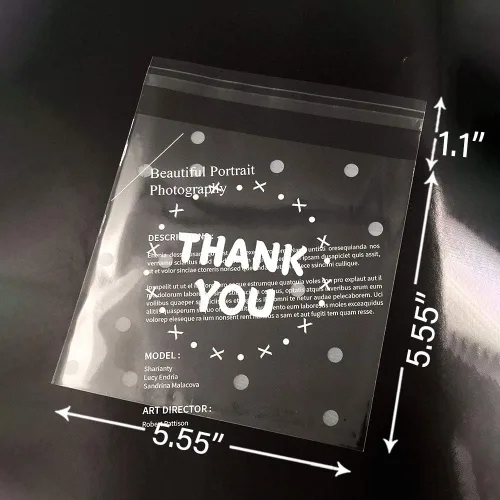 Miniatura 2 de 200 bolsas transparentes autoadhesivas para golosinas – Bolsas de celofán para galletas y dulces con diseño "THANK YOU" para panadería y recuerdos