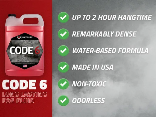 Miniatura 2 de Master FX Code 6 Fog Juice - Líquido a base de agua extremadamente duradero, de alto rendimiento, inodoro para máquinas de niebla de 400 a 1500 W