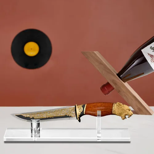 Miniatura 5 de noonebutyou Soporte de acrílico para cuchillos, soporte de exhibición de cuchillos de escritorio, soporte de cuchillo único para decoración