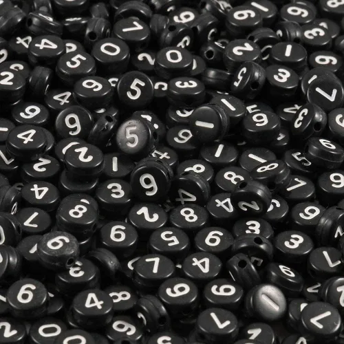 Miniatura 27 de 1000 cuentas redondas blancas de números acrílicos de 0.16 x 0.27 pulgadas, figura colorida de 0-9 pulgadas, cuentas para hacer joyas y pulseras