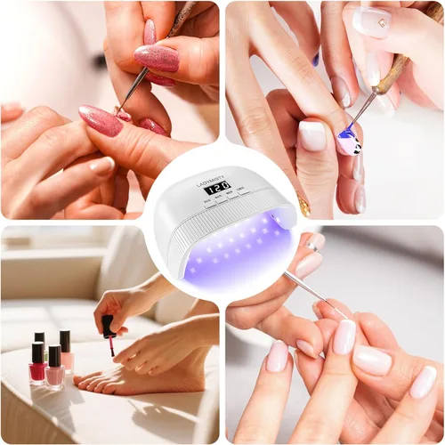 Miniatura 8 de LadyMisty Lámpara de uñas UV, secado rápido, luz UV para uñas de gel con 30 cuentas de lámpara dual, 4 temporizadores, pantalla LCD, luz LED de bajo
