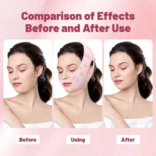 Miniatura 3 de Correa de elevación facial en V, correa de barbilla para dormir, reductor de barbilla doble para mujeres, eliminador de escultor de línea