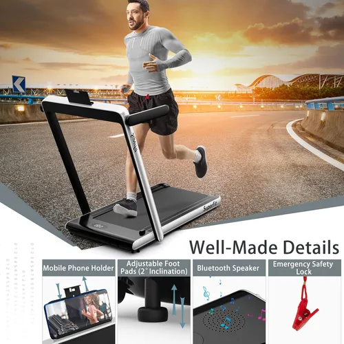 Miniatura 7 de Goplus 2 in 1 Folding Treadmill, 2.25HP Superfit Under Desk Electric Treadmill, Installation-Free with Remote Control, APP Control and LED Display