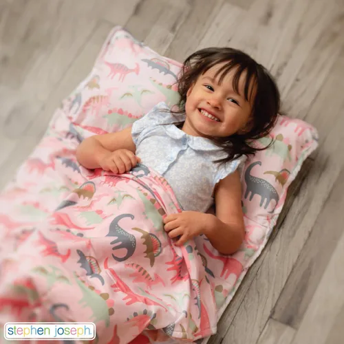 Miniatura 2 de Stephen Joseph, Tapete estampado para siesta para niños pequeños con manta suave y almohada extraíble para niños y niñas, saco de dormir para Azul