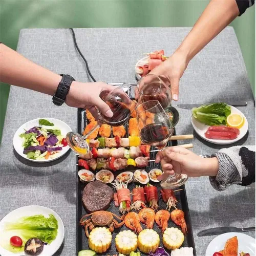 Miniatura 4 de Parrilla eléctrica, barbacoa familiar para interiores, sartén antiadherente con revestimiento sin humo, control de 5 niveles con ajuste