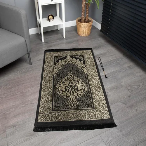 Miniatura 2 de Modefa Tapete de oración islámica, regalos musulmanes, alfombra fina de oración musulmana de viaje en bolsa de regalo de tafetán con cuentas Tasbih