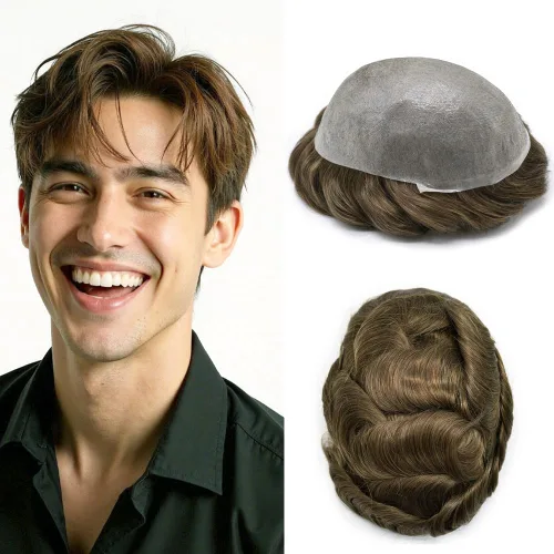 Miniatura 57 de Hombres Toupee Hair Thin Skin Men Human Hair Piece Men Toupee Cabello humano V-loop de aspecto natural Toupee Hombres Hairpiece Men Hair System
