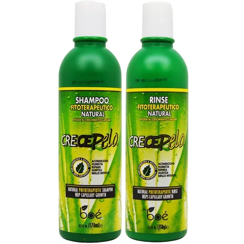Crece Pelo Natural Hair Growth Duo - Set combinado de champú y enjuague fitoterapéutico - Aumenta el crecimiento, la fuerza y el brillo - Fórmula a
