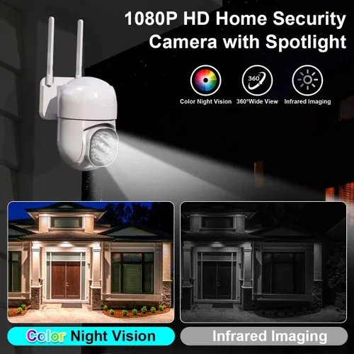 Miniatura 4 de Cámara de seguridad de 3MP para exteriores, cámaras HD 2K para seguridad del hogar, compatible con WiFi de 2.4 GHz, seguimiento automático PTZ de 1