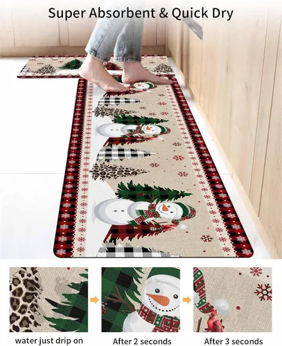 Miniatura 4 de Tapete de baño de Navidad para bañera, antideslizante, de secado rápido y absorbente, tierra de diatomeas, fregadero, dormitorio, cocina, lavable