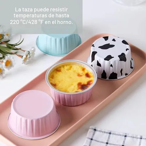 Miniatura 5 de Mini tazas de papel de aluminio para hornear cupcakes con tapas (40 piezas, 5 oz), forros redondos de papel de aluminio para cupcakes, moldes