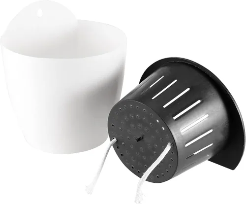 Miniatura 4 de JAPCHET Paquete de 8 macetas colgantes de riego automático de 7 pulgadas, maceta de plástico para colgar en la pared con 8 ganchos, macetas