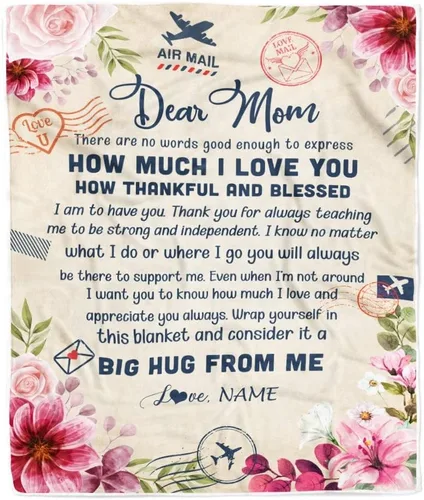 Miniatura 25 de Manta personalizada con texto en inglés «To My Mom from Daughter Wolf I Am Because You are Mom», para cumpleaños, día de la madre, Navidad, manta