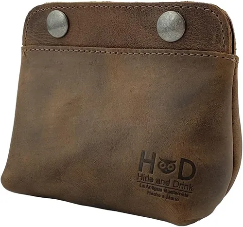 Miniatura 3 de Hide Drink Bolsa de cuero doble a presión monedero efectivo y tarjeta organizador de cables maquillaje hecho a mano incluye 101 años de garantía
