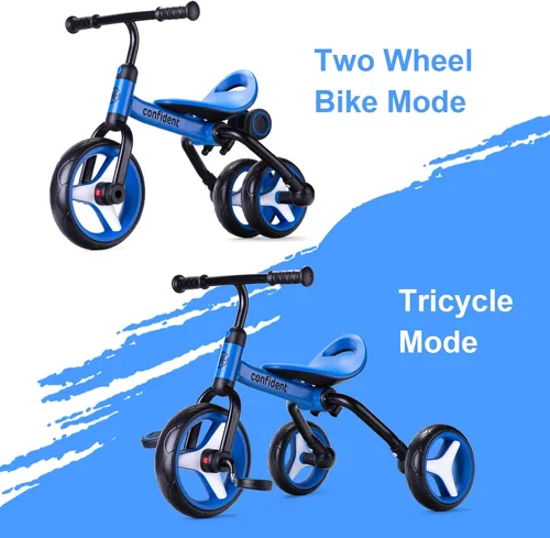 Miniatura 3 de YGJT Triciclo 4 en 1 para niños pequeños de 2 a 5 años, triciclos plegables para niños pequeños con asiento ajustable y pedal extraíble, juguetes
