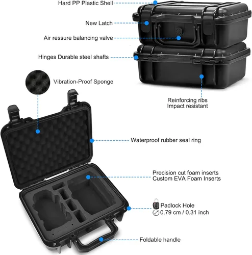 Miniatura 3 de Lekufee - Carcasa rígida compacta y portátil, resistente al agua, compatible con accesorios para Dron DJI Mini 2 y Mavic Mini 2.