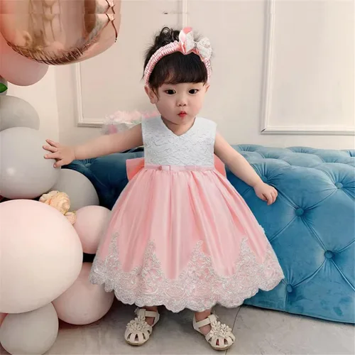 Miniatura 3 de Vestidos de encaje con tutú bordado para niñas pequeñas de 0 a 6 años