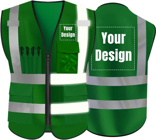 Chaleco de seguridad de alta visibilidad Personaliza tu logotipo chaleco de seguridad protector, Verde